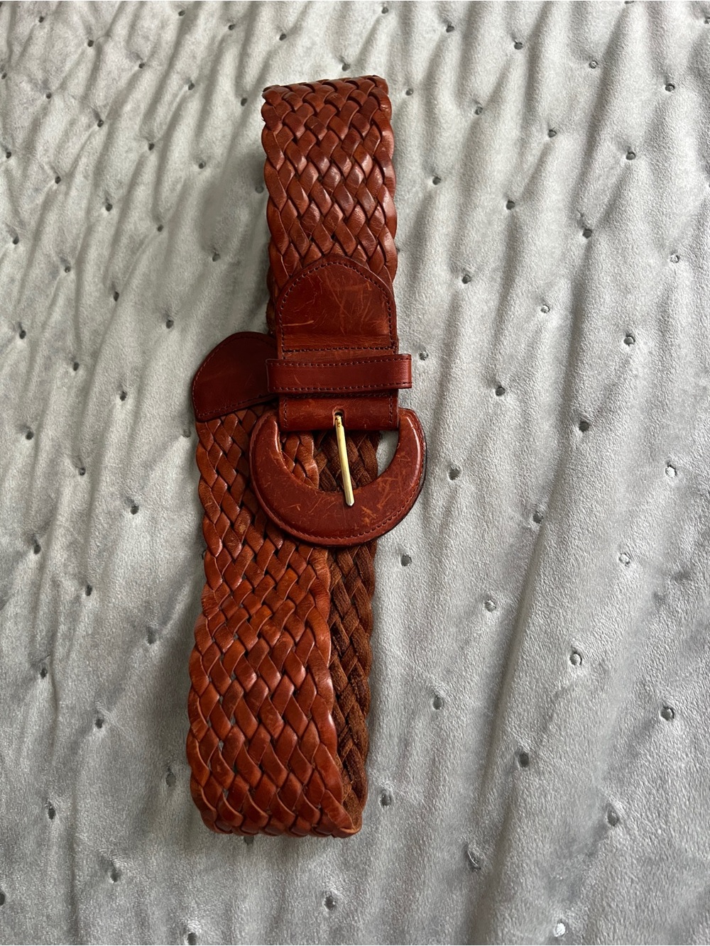 Vintage Boho Woven Brown Leather Belt Western Rustic Artisan